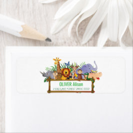 Djuren Vild 1 Jungle greenery safari För barn Returadress Etikett