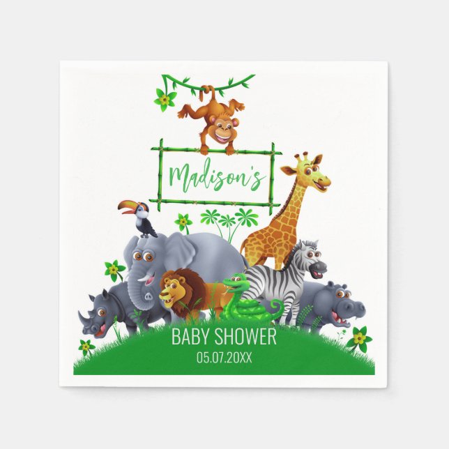 Djuren Vild en vinter av Jungle grey safari Pappersservett (Framsidan)