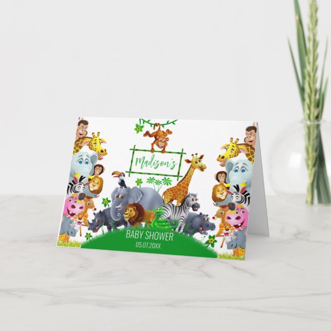 Djuren Vild en vinter av Jungle grey safari Tack Kort (Framsida)