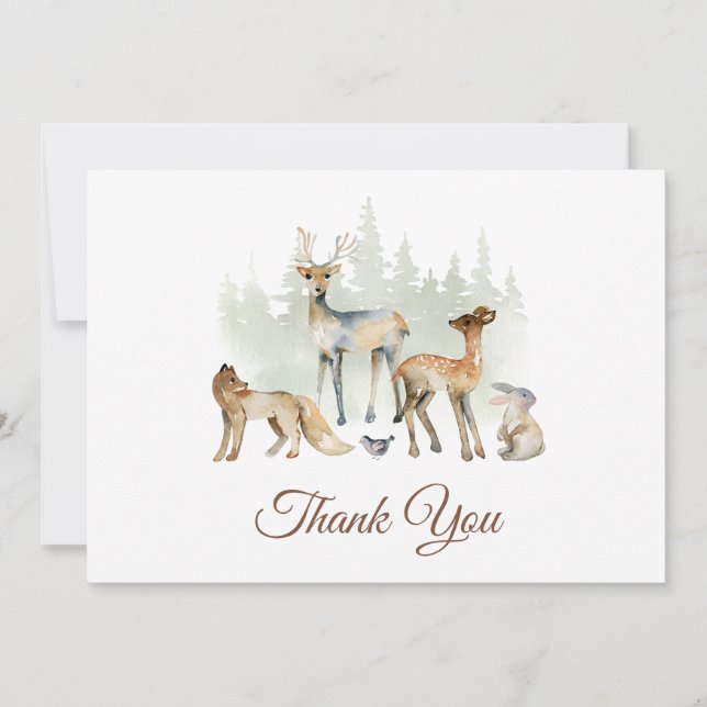 Djuren Woodland Baby Shower Tack Kort (Framsida)