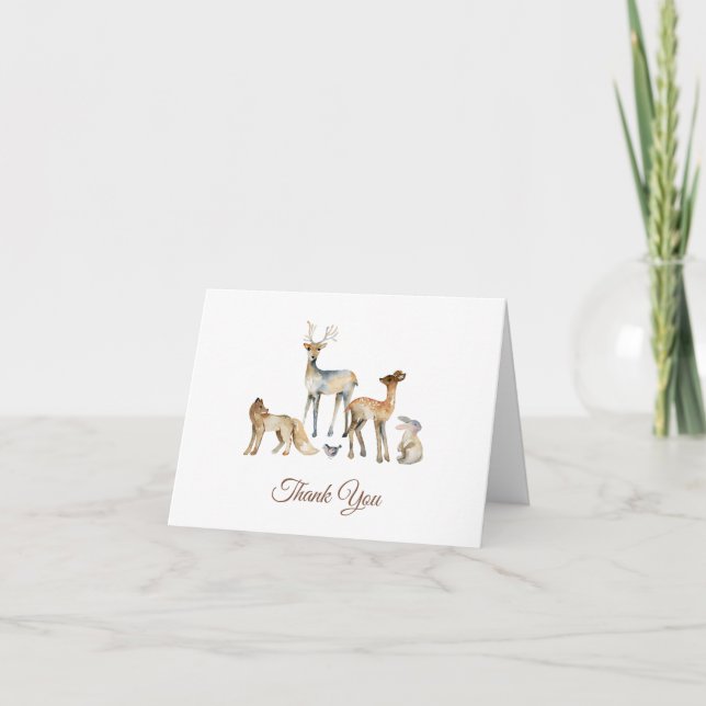 Djuren Woodland Baby Shower Tack Kort (Framsida)