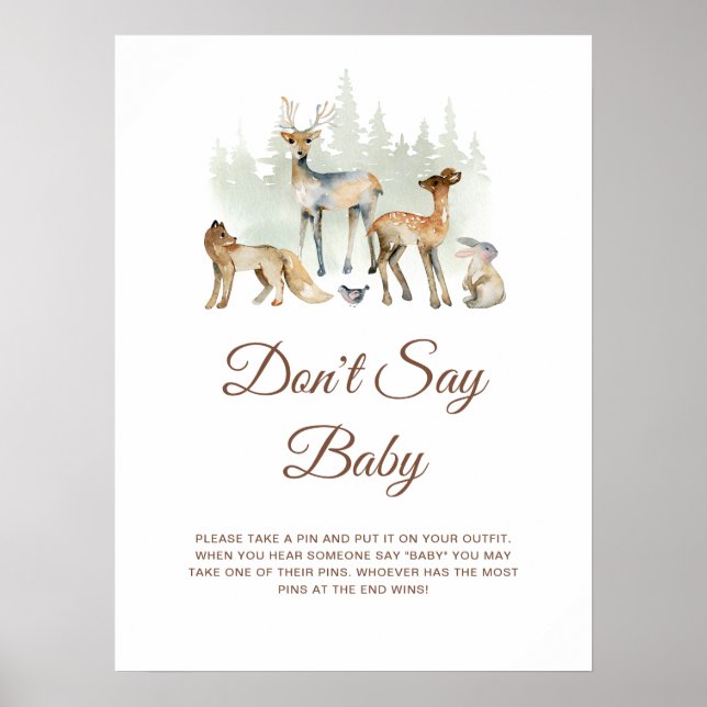 Djuren Woodland säger inte att Baby skriver under Poster (Framsidan)