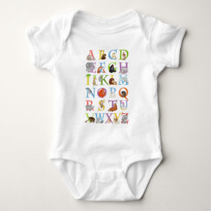 Djurens ABC baby-kroppsdräkt (blå version) T Shirt