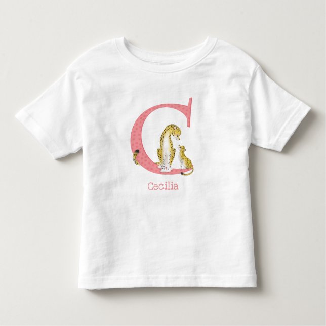 Djurens ABC C är för cheetah T-shirt (Framsida)