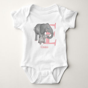 Djurens ABC E är avsett för elefant-baby-kroppsdrä T Shirt