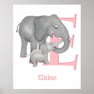 Djurens ABC E är avsett för elefantutskrift Poster