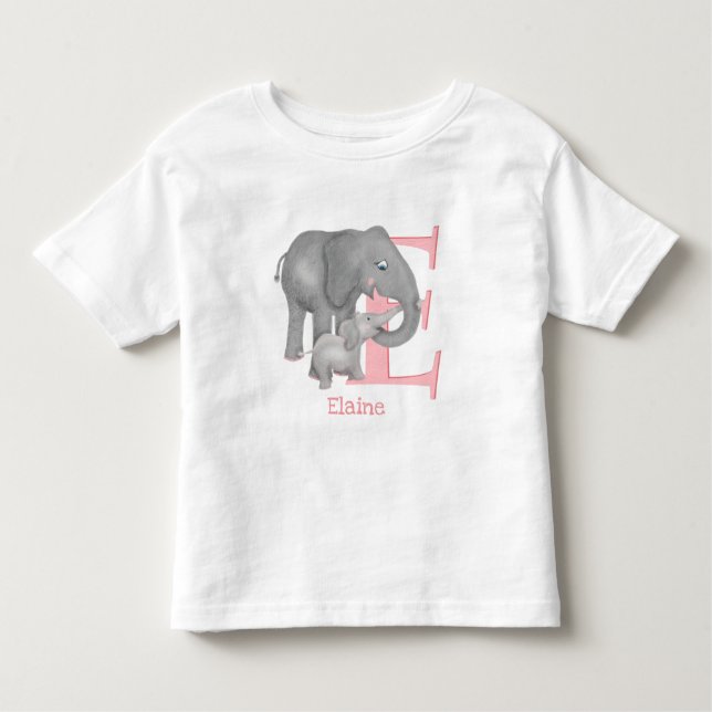 Djurens ABC E är för elefant T-shirt (Framsida)