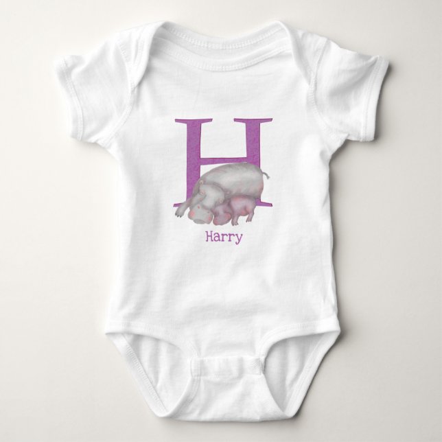 Djurens ABC H är avsett för bodykostymen hippo bab T Shirt (Framsida)