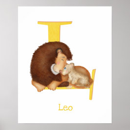 Djurens ABC L är avsett för lejon utskrift Poster