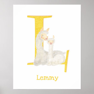 Djurens ABC L är för lamatavtryck Poster