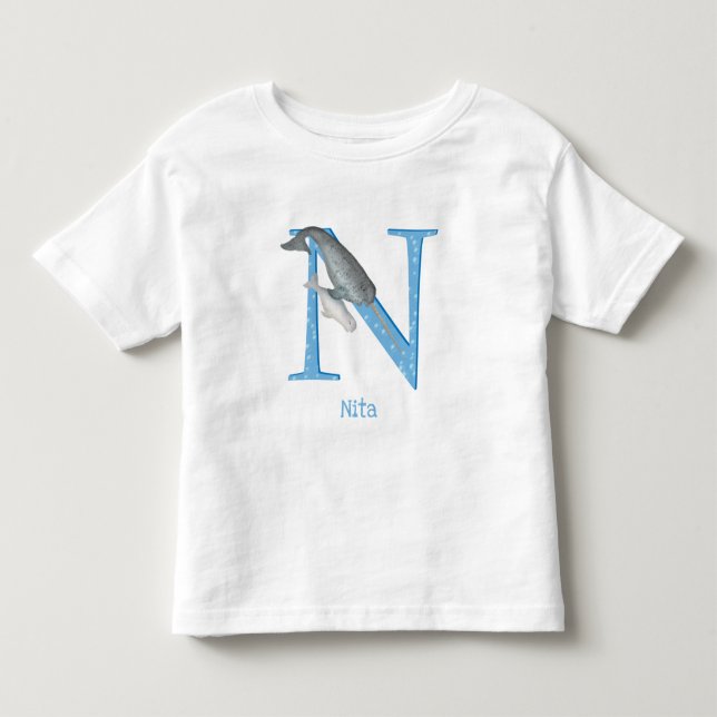 Djurens ABC N är avsett för narwhal T-shirt (Framsida)