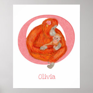 Djurens ABC O är avsett för orangutanavtryck Poster