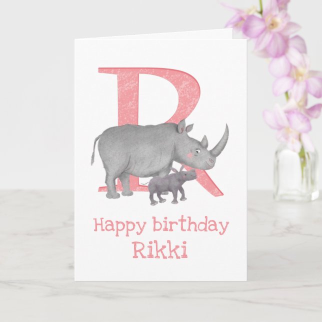Djurens ABC R är avsett för rinofödelsedagskort Kort (Orkide)