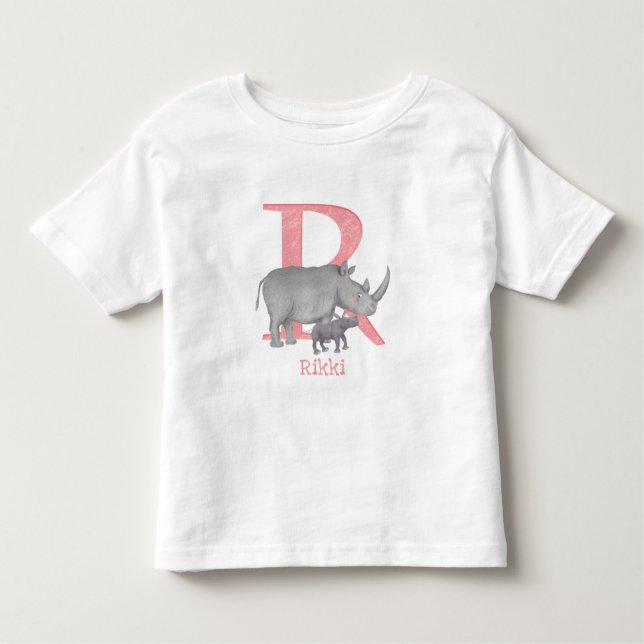 Djurens ABC R är för rhino T-shirt (Framsida)