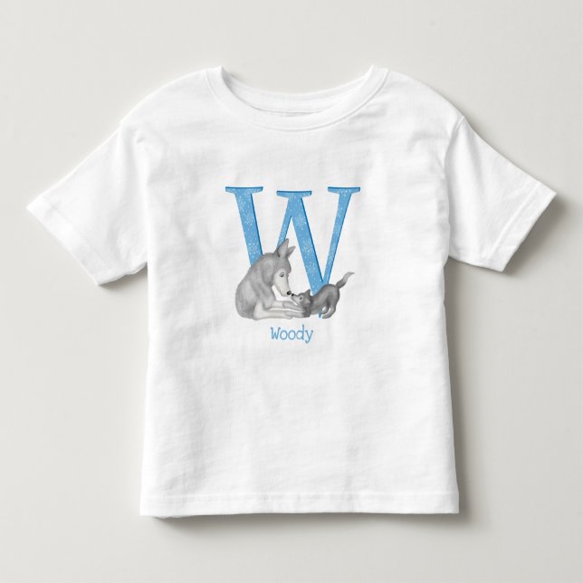 Djurens ABC W är avsett för varg T-shirt (Framsida)