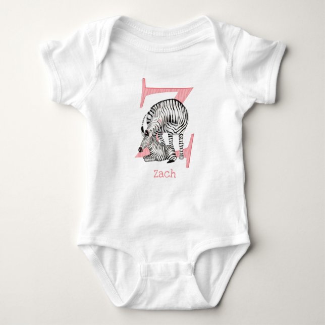 Djurens ABC Z är avsett för zebra baby-kroppsdräkt T Shirt (Framsida)