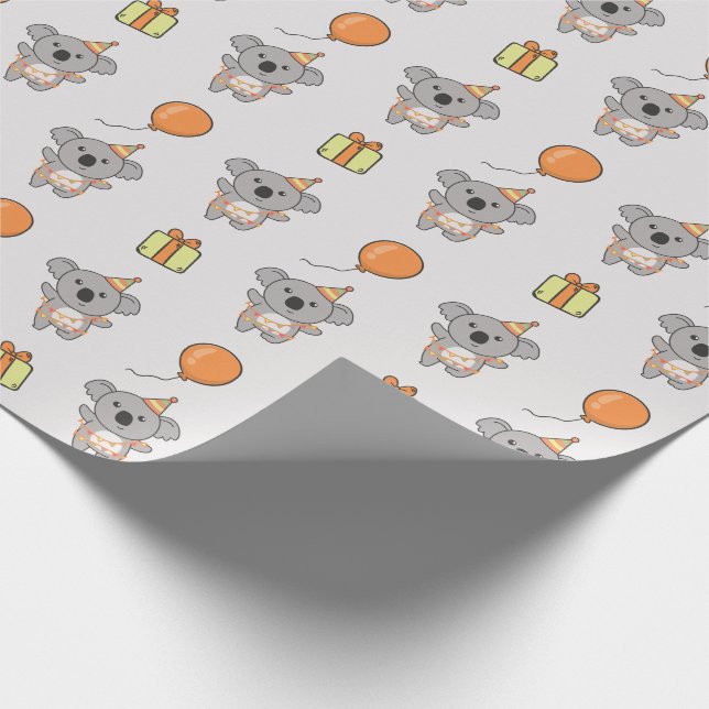 Djurens födelsedag, Cute Koala Barns födelsedag Pa Presentpapper (Hörn)