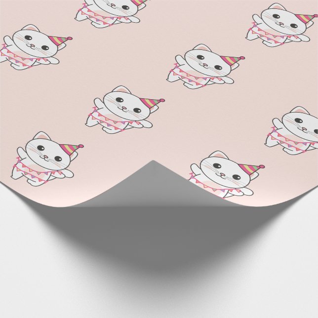 Djurens Födelsedagsfest för akut katt för barn Presentpapper (Hörn)