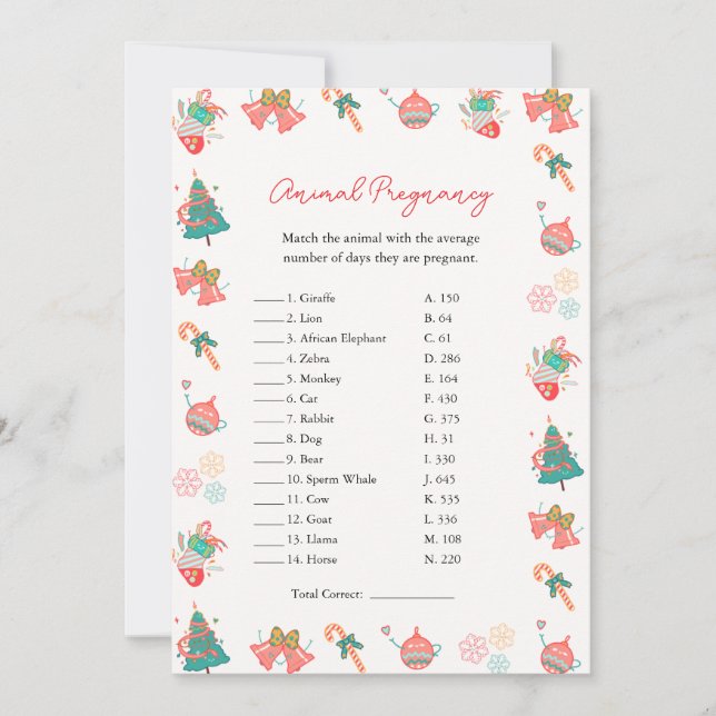 Djurens Gravid Vilt jul - babyvykort Julkort (Framsida)