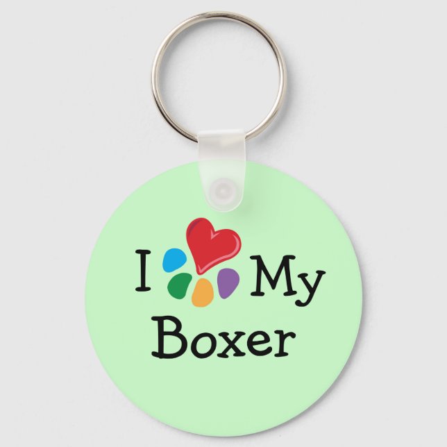 Djurens Lover_I Heart min Boxer Nyckelring (Framsida)