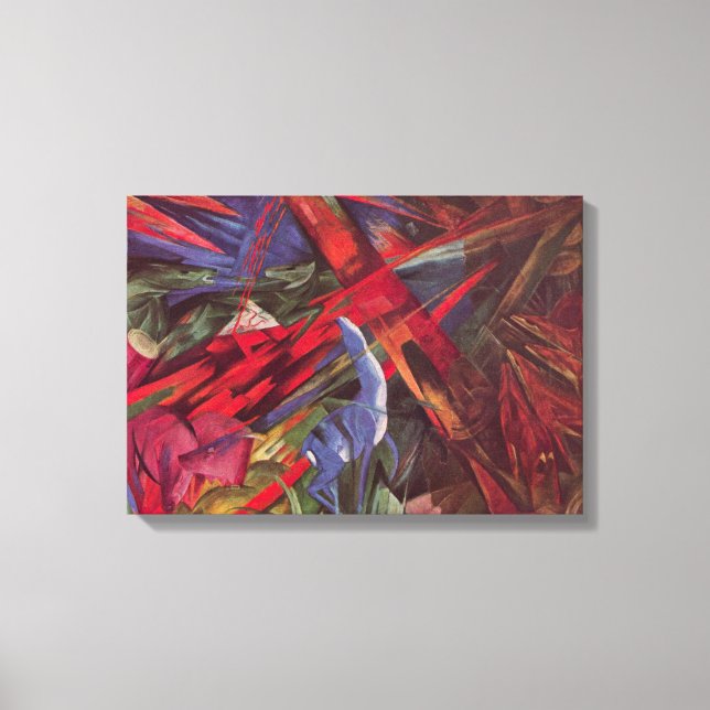 Djurens öden av Franz Marc, Vintage kubistisk kons Canvastryck (Framsida)