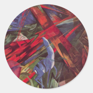 Djurens öden av Franz Marc, Vintage kubistisk kons Runt Klistermärke