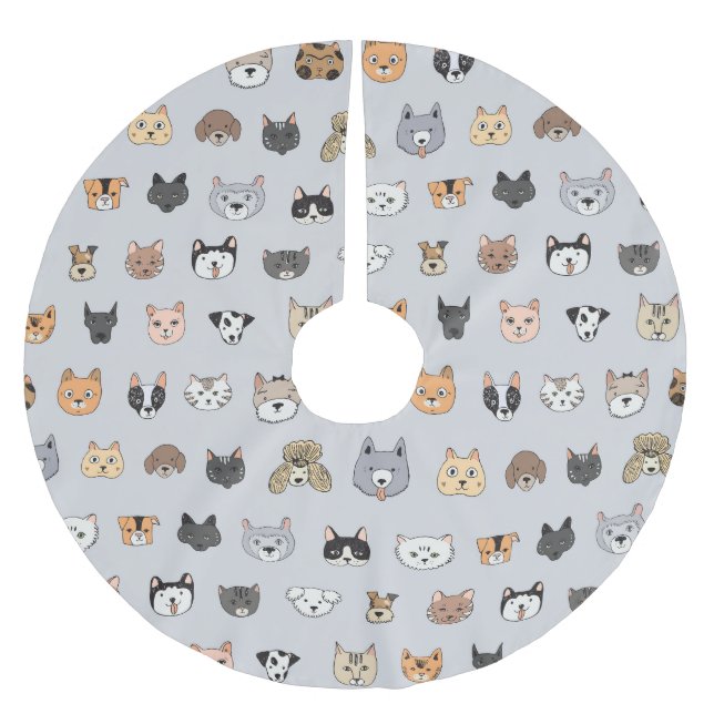 Djurens Roligt: Katter Hundar Doodle Mix Julgransmatta Borstad Polyester (Framsidan)