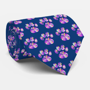 Djurens Tass Silhouette Lila Rosa på Blue Neck Tie Slips