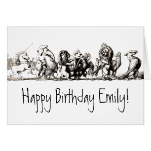 Djurens Tecknad Unicorn Elephant Lejon Zoo Hälsningskort