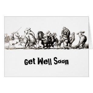 Djurens Tecknad Unicorn Elephant Lejon Zoo Hälsningskort