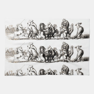 Djurens Tecknad Unicorn Elephant Lejon Zoo Kökshandduk