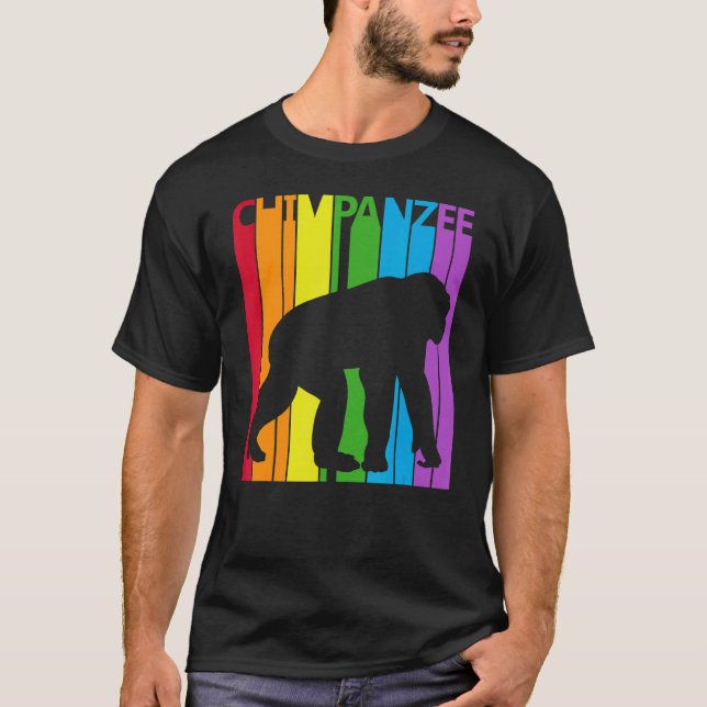 Djuret Cute Rainbow Chimpanzee T Shirt (Framsida)