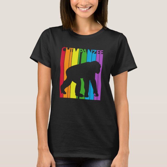 Djuret Cute Rainbow Chimpanzee T Shirt (Framsida)