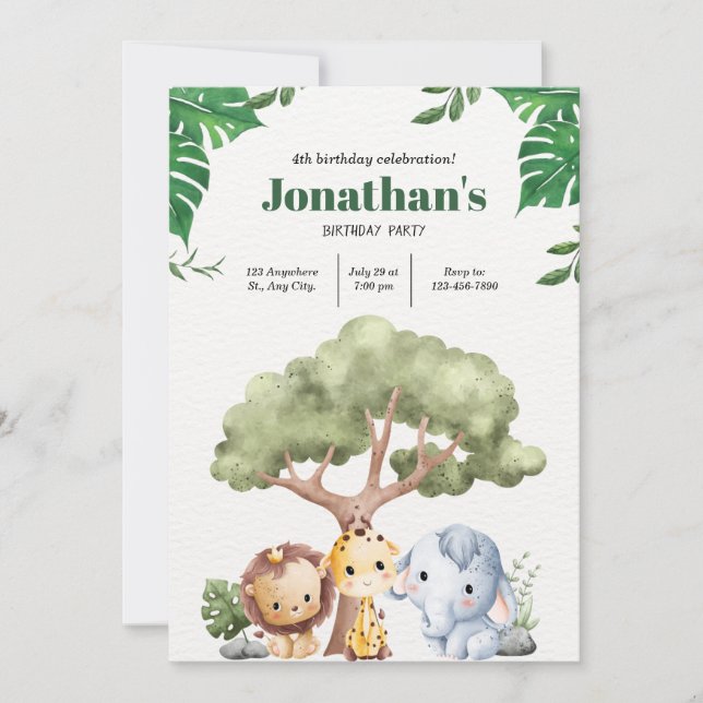 Djuret Kungariket ett minimalistiskt högtidlighåll Inbjudningar (Framsida)