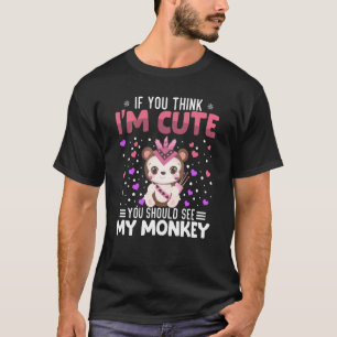 Djuret på Monkey Heart Valentine Day Animal for Wo T Shirt