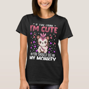 Djuret på Monkey Heart Valentine Day Animal for Wo T Shirt
