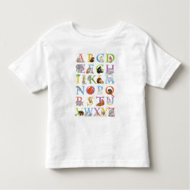 Djurets ABC-barns T-shirt (blå version)