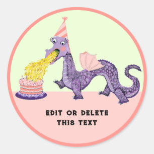 Djurets Dragon Birthday Classic Round Sticker Runt Klistermärke
