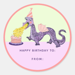Djurets Dragon Birthday Classic Round Sticker Runt Klistermärke