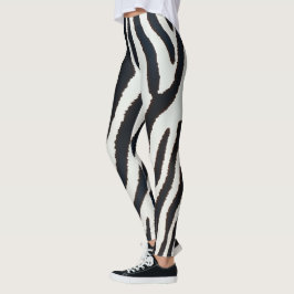 Djurets svarta och vita zebrastrimlade stil leggings