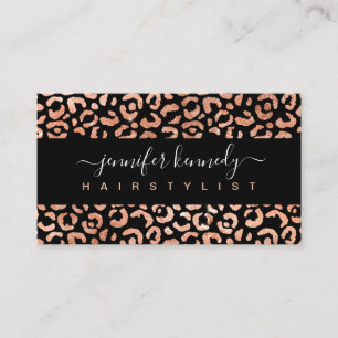 Djurets utskrift Leopard Ro Gold Foil Beauty Salon Visitkort