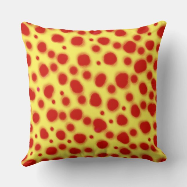 Djurexar - röd och gult - dekorfärg kudde (Baksida)