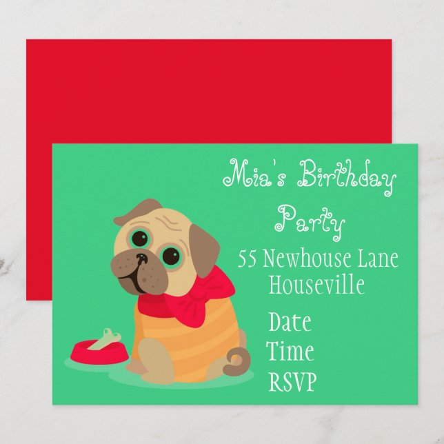 Djurexjejsare i hund Party Inbjudningar (Fram/baksida)