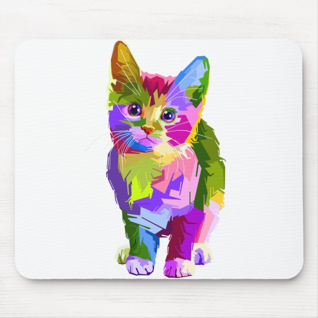Djurfärgad Dekoration Kattdesign Geometri Musmatta (Framsidan)