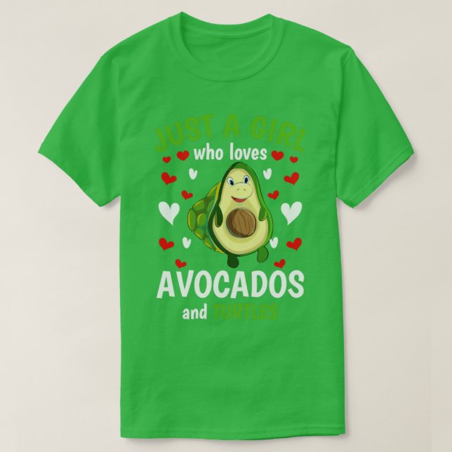 Djurflickor Avocado Älskare Cute Turtle T Shirt (Design framsida)