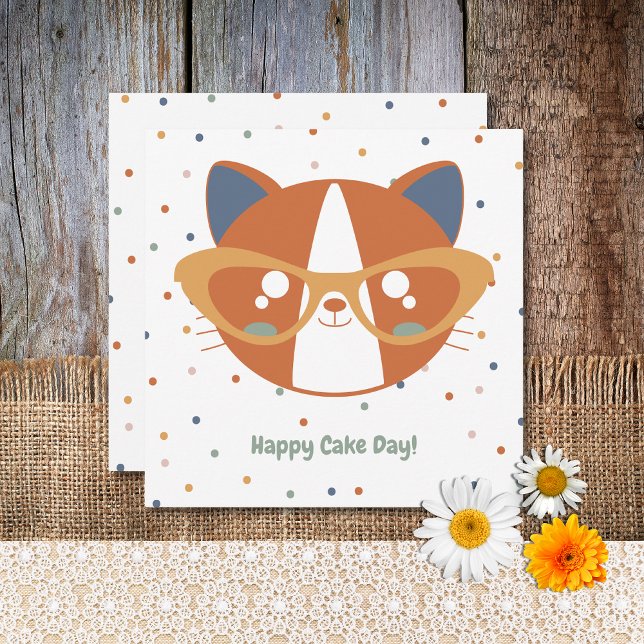 Djurfödelsedag: färgglad konfetti julkort (Farm Animal Birthday Card Cat Dot Pattern)