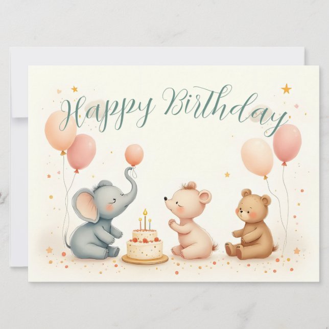 Djurfödelsedag med ballonger (Framsida)