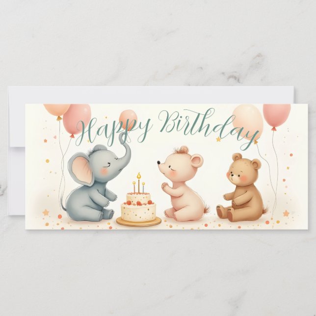 Djurfödelsedag med ballonger (Framsida)