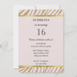 Djurfödelsedag vid  Rosa Guld Zebra-djuret Inbjudningar