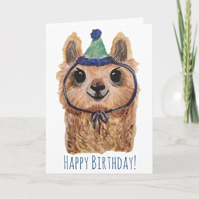 Djurfödelsedagskort Llama Party Kort (Framsida)
